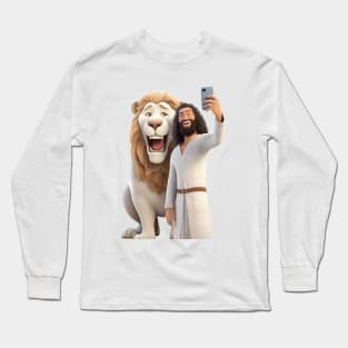 The Lion and the Lamb: Selfie of the Lion of Judah Long Sleeve T-Shirt